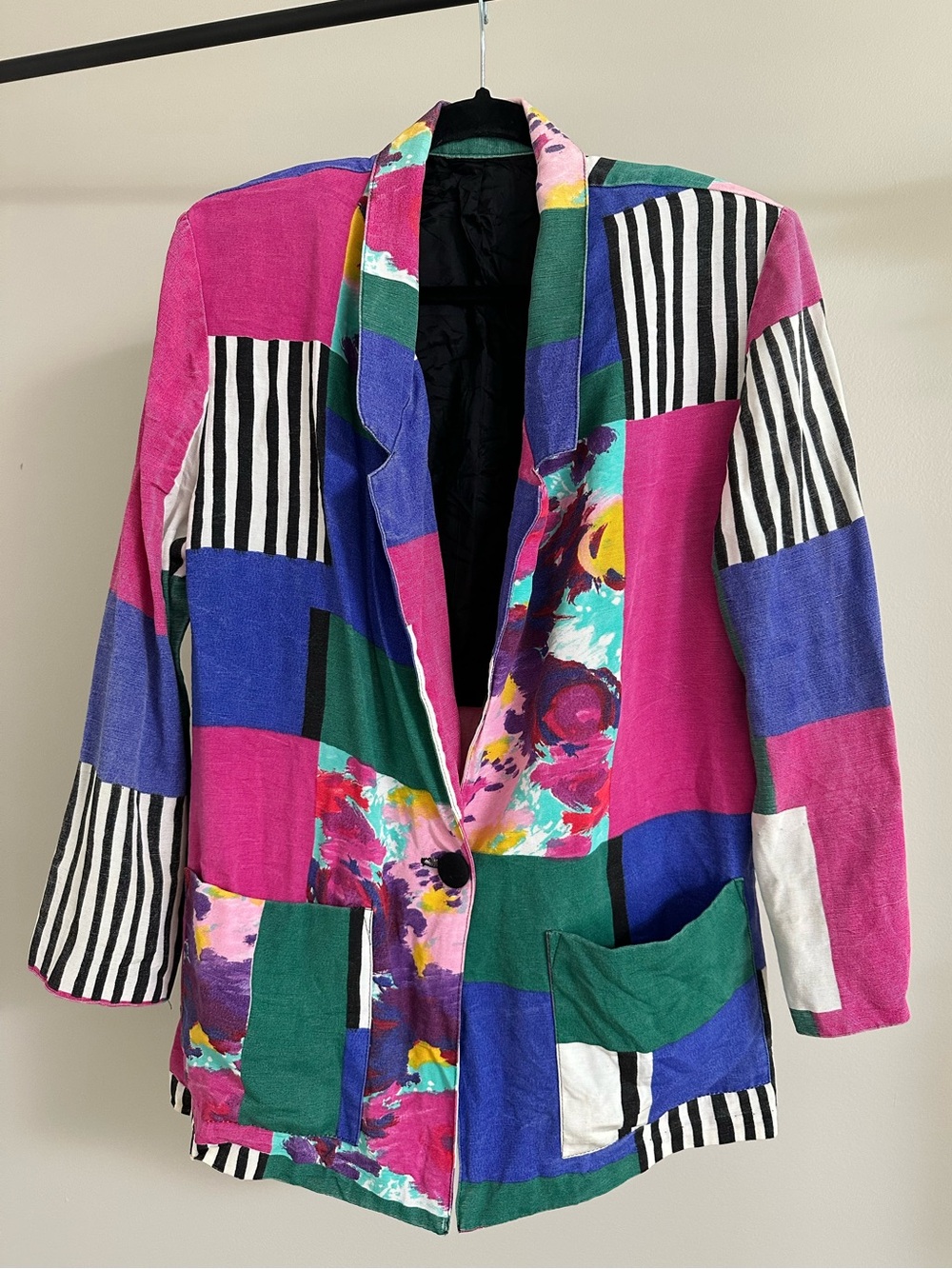 80s 90s Vintage Barrie Stephens Colorblock Patchwork Eclectic Blazer